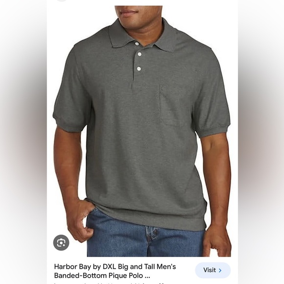 1345- NWT Harbor Bay by DXL men’s banded bottom polo collared shirt- gray- 2XLT - Picture 1 of 10